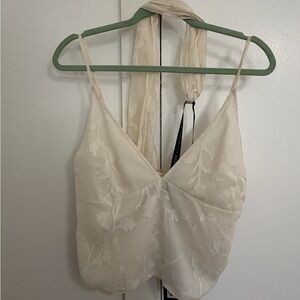White Fox NWT Cream Floral Camisole Top with Scarf